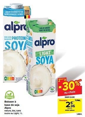 Promoties Boisson à base de soja alpro drink nature - Alpro - Geldig van 30/04/2024 tot 06/05/2024 bij Carrefour