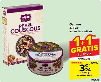 Promoties Couscous perlé - Al'fez - Geldig van 30/04/2024 tot 06/05/2024 bij Carrefour