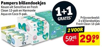 Promotions Billendoekjes fresh clean - Pampers - Valide de 30/04/2024 à 12/05/2024 chez Kruidvat