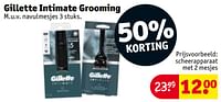 Promoties Gillette intimate grooming scheerapparaat met 2 mesjes - Gillette - Geldig van 30/04/2024 tot 12/05/2024 bij Kruidvat