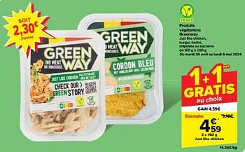 Promotions Just like chicken - Greenway - Valide de 30/04/2024 à 06/05/2024 chez Carrefour