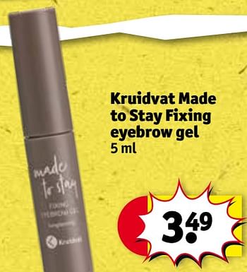 Promoties Kruidvat made to stay fixing eyebrow gel - Huismerk - Kruidvat - Geldig van 30/04/2024 tot 12/05/2024 bij Kruidvat