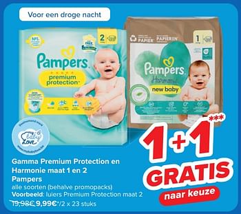 Promotions Luiers premium protection maat 2 - Pampers - Valide de 30/04/2024 à 13/05/2024 chez Carrefour