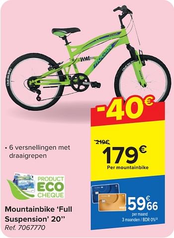 Promotions Mountainbike full suspension 20`` - Produit maison - Carrefour  - Valide de 30/04/2024 à 13/05/2024 chez Carrefour