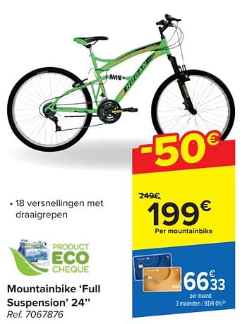 Promoties Mountainbike full suspension 24`` - Huismerk - Carrefour  - Geldig van 30/04/2024 tot 13/05/2024 bij Carrefour