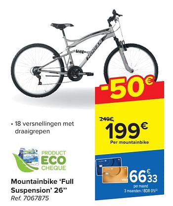 Promotions Mountainbike full suspension 26`` - Produit maison - Carrefour  - Valide de 30/04/2024 à 13/05/2024 chez Carrefour