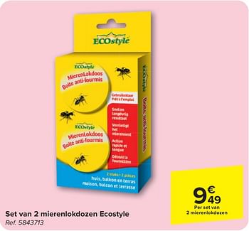 Promotions Set van 2 mierenlokdozen ecostyle - Ecostyle - Valide de 30/04/2024 à 13/05/2024 chez Carrefour