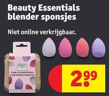 Promotions Beauty essentials blender sponsjes - Beauty Essentials - Valide de 30/04/2024 à 12/05/2024 chez Kruidvat
