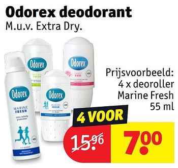 Promotions Deoroller marine fresh - Odorex - Valide de 30/04/2024 à 12/05/2024 chez Kruidvat