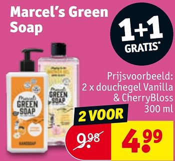 Promotions Douchegel vanilla + cherrybloss - Marcel's Green Soap - Valide de 30/04/2024 à 12/05/2024 chez Kruidvat