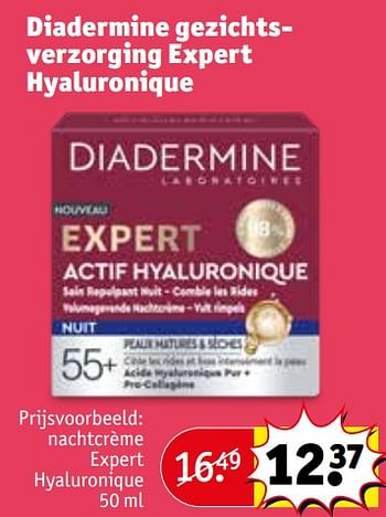 Promotions Nachtcrème expert hyaluronique - Diadermine - Valide de 30/04/2024 à 12/05/2024 chez Kruidvat