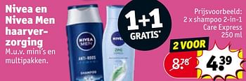 Promoties Shampoo 2 in 1 care express - Nivea - Geldig van 30/04/2024 tot 12/05/2024 bij Kruidvat