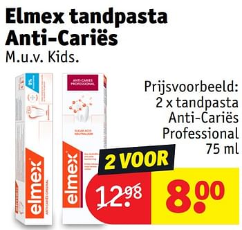 Promotions Tandpasta anti cariës professional - Elmex - Valide de 30/04/2024 à 12/05/2024 chez Kruidvat