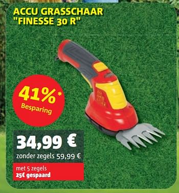 Promotions Accu grasschaar finesse 30r - Wolf Garten - Valide de 01/05/2024 à 31/05/2024 chez Cora