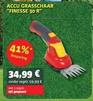 Promoties Accu grasschaar finesse 30r - Wolf Garten - Geldig van 01/05/2024 tot 31/05/2024 bij Cora