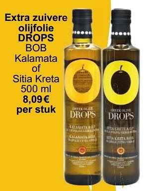 Promotions Extra zuivere olijfolie drops bob - Greek Olive Drops - Valide de 01/05/2024 à 31/05/2024 chez Cora