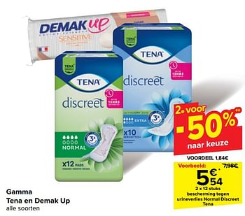 Promotions Bescherming tegen urineverlies normal discreet tena - Tena - Valide de 30/04/2024 à 13/05/2024 chez Carrefour