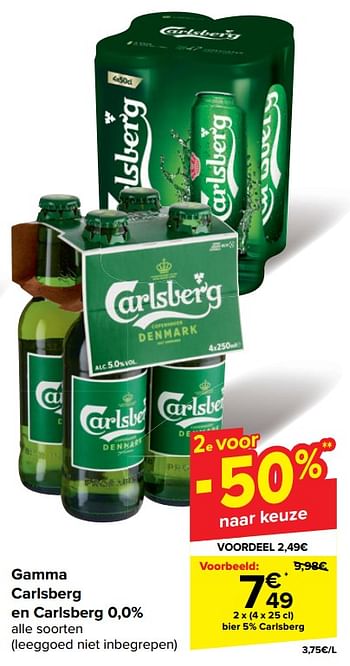 Promotions Bier 5% carlsberg - Carlsberg Luxe - Valide de 30/04/2024 à 13/05/2024 chez Carrefour