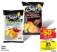 Promoties Chips smaak geitenkaas en espelettepeper - Bret's - Geldig van 30/04/2024 tot 13/05/2024 bij Carrefour