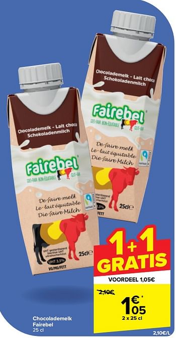 Promotions Chocolademelk fairebel - Fairebel - Valide de 30/04/2024 à 13/05/2024 chez Carrefour