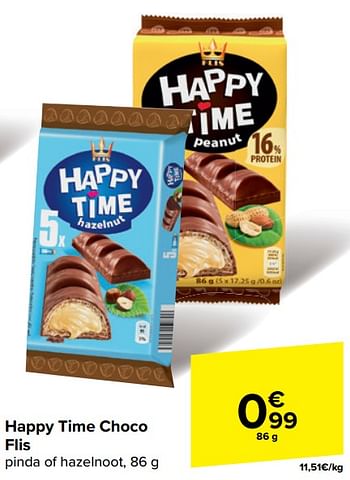 Promotions Happy time choco flis - Happy time - Valide de 30/04/2024 à 13/05/2024 chez Carrefour