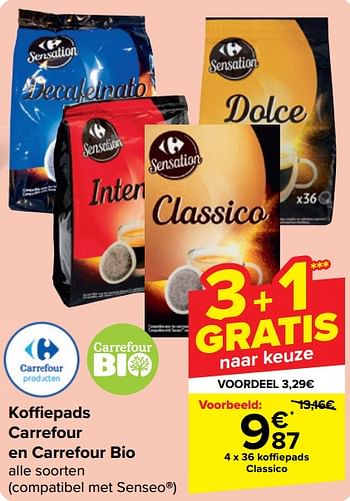 Promotions Koffiepads classico - Produit maison - Carrefour  - Valide de 30/04/2024 à 13/05/2024 chez Carrefour