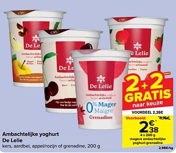 Promotions Magere ambachtelijke yoghurt grenadine - De Lelie - Valide de 30/04/2024 à 13/05/2024 chez Carrefour