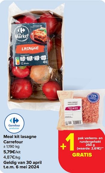 Promotions Meal kit lasagne carrefour - Produit maison - Carrefour  - Valide de 30/04/2024 à 13/05/2024 chez Carrefour