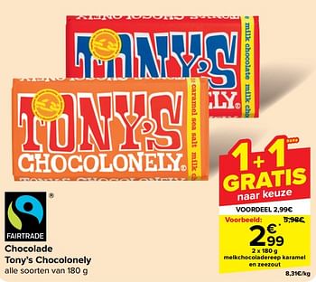 Promotions Melkchocoladereep karamel en zeezout - Tony's Chocolonely - Valide de 30/04/2024 à 13/05/2024 chez Carrefour
