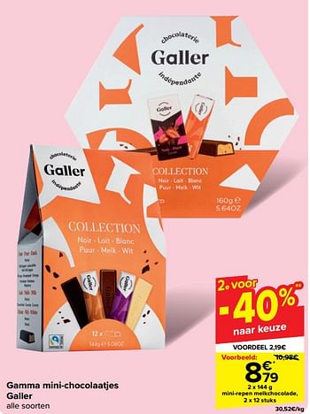 Promotions Mini-repen melkchocolade - Galler - Valide de 30/04/2024 à 13/05/2024 chez Carrefour