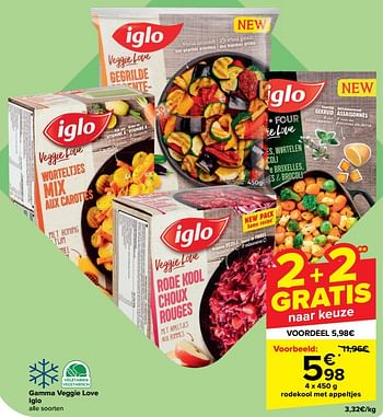 Promotions Veggie love rodekool met appeltjes - Iglo - Valide de 30/04/2024 à 13/05/2024 chez Carrefour