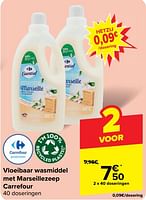 Promoties Vloeibaar wasmiddel met marseillezeep carrefour - Huismerk - Carrefour  - Geldig van 30/04/2024 tot 13/05/2024 bij Carrefour