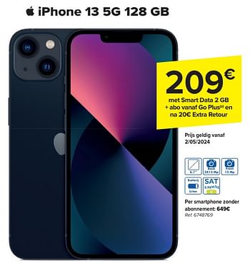 Promotions Apple iphone 13 5g 128 gb - Apple - Valide de 30/04/2024 à 13/05/2024 chez Carrefour