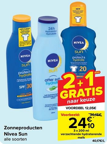 Promotions Zonneproducten verzachtende hydraterende melk - Nivea - Valide de 30/04/2024 à 13/05/2024 chez Carrefour