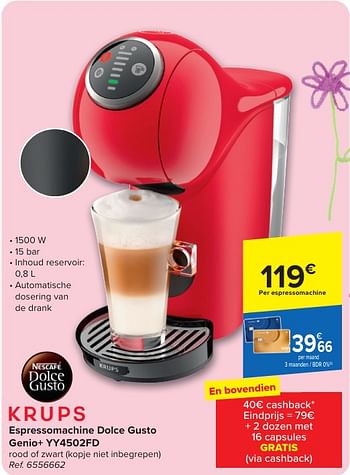 Promoties Krups espressomachine dolce gusto genio+ yy4502fd - Krups - Geldig van 30/04/2024 tot 13/05/2024 bij Carrefour