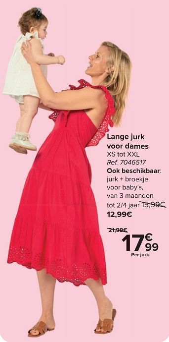 Promotions Lange jurk voor dames - Produit maison - Carrefour  - Valide de 30/04/2024 à 13/05/2024 chez Carrefour