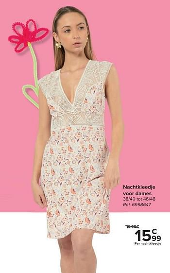 Promotions Nachtkleedje voor dames - Produit maison - Carrefour  - Valide de 30/04/2024 à 13/05/2024 chez Carrefour