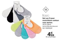 Promoties Set van 5 paar onzichtbare sokken voor dames - Tex - Geldig van 30/04/2024 tot 13/05/2024 bij Carrefour