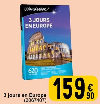 Promotions 3 jours en europe - Wonderbox - Valide de 30/04/2024 à 13/05/2024 chez Cora