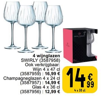 Promotions 4 wijnglazen swirly - Produit maison - Cora - Valide de 30/04/2024 à 13/05/2024 chez Cora