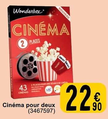 Promotions Cinéma pour deux - Wonderbox - Valide de 30/04/2024 à 13/05/2024 chez Cora
