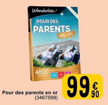 Promoties Pour des parents en or - Wonderbox - Geldig van 30/04/2024 tot 13/05/2024 bij Cora
