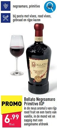 Promoties Bollato negroamaro primitivo igp - Rode wijnen - Geldig van 08/05/2024 tot 12/05/2024 bij Aldi