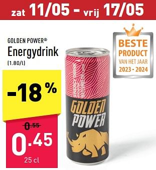 Promoties Energydrink - Golden Power - Geldig van 06/05/2024 tot 12/05/2024 bij Aldi