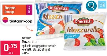 Promoties Mozzarella - D'Antelli - Geldig van 06/05/2024 tot 12/05/2024 bij Aldi