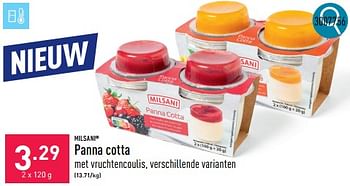 Promoties Panna cotta - Milsani - Geldig van 06/05/2024 tot 12/05/2024 bij Aldi