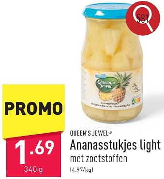 Promoties Ananasstukjes light - Queen's Jewel - Geldig van 10/05/2024 tot 12/05/2024 bij Aldi