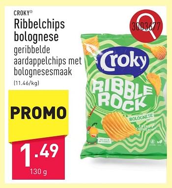 Promoties Ribbelchips bolognese - Croky - Geldig van 10/05/2024 tot 12/05/2024 bij Aldi