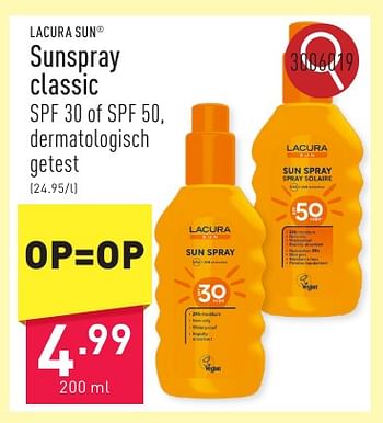 Promotions Sunspray classic - LACURA - Valide de 10/05/2024 à 12/05/2024 chez Aldi