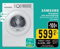 Promoties Samsung droogkast met warmtepomp dv91cgc2a0then - Samsung - Geldig van 30/04/2024 tot 13/05/2024 bij Cora